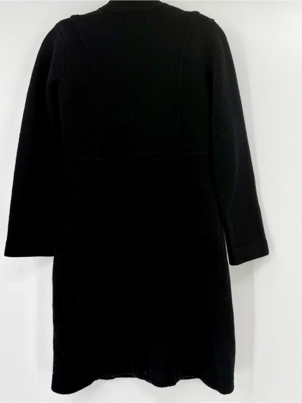 Kenar 100% Lambswool Black Sweater Coat S Rosette Buttons